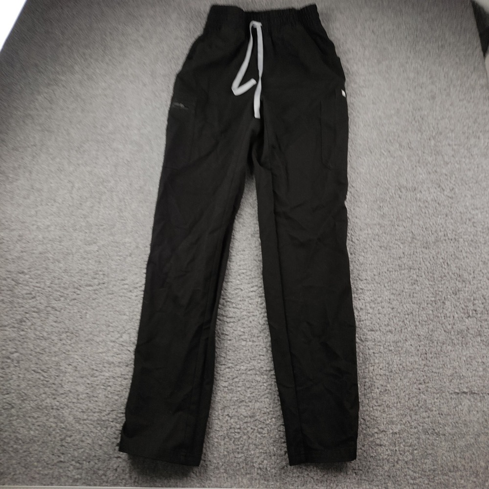 FIGS Scrub Pants Sz XS Tall Technical Collection Black Drawstring Jogger EUC